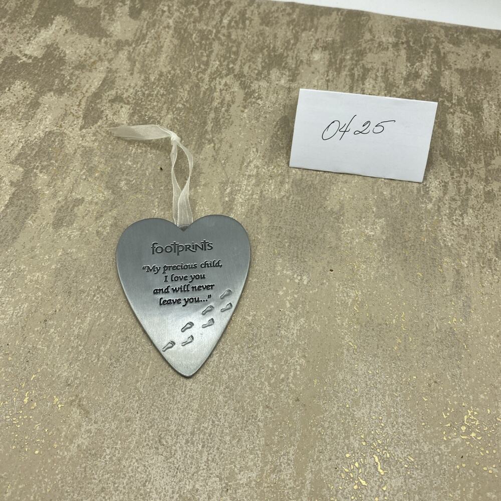 INSPIRIO FOOTPRINTS MINI PEWTER HEART ! 2 1/2 x 3 -/2